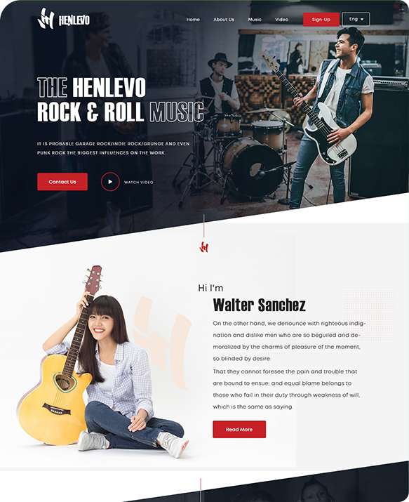 music website design